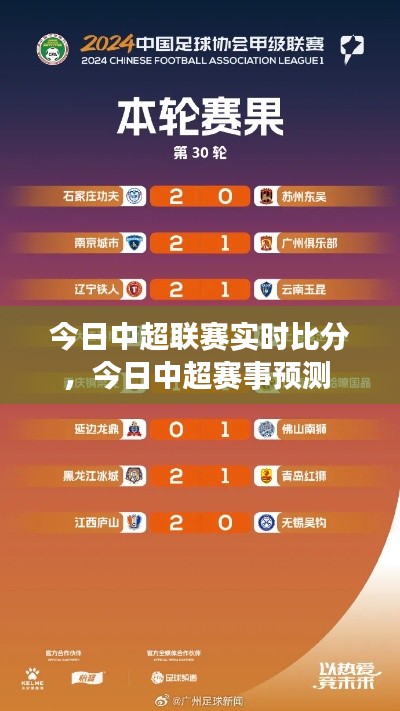 今日中超聯(lián)賽實時比分，今日中超賽事預測 