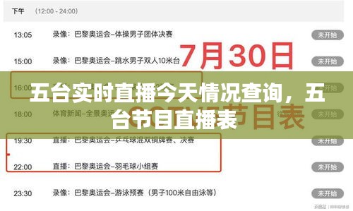 五臺(tái)實(shí)時(shí)直播今天情況查詢，五臺(tái)節(jié)目直播表 