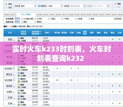 實(shí)時(shí)火車(chē)k233時(shí)刻表，火車(chē)時(shí)刻表查詢(xún)k232 
