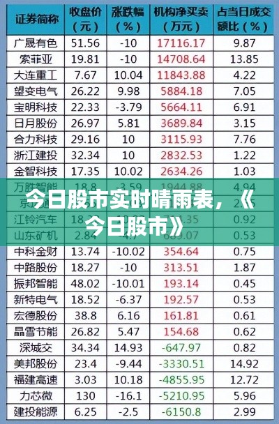 今日股市實(shí)時(shí)晴雨表，《今日股市》 