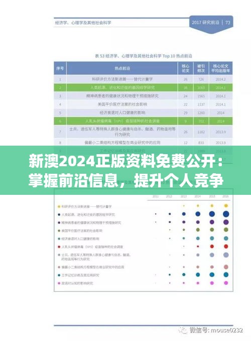 新澳2024正版資料免費公開：掌握前沿信息，提升個人競爭力的全新機會！