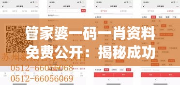 管家婆一碼一肖資料免費公開：揭秘成功背后的智慧與策略