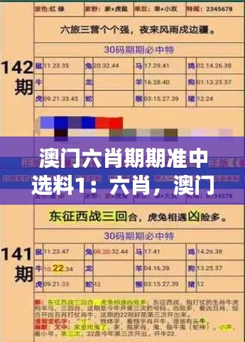 澳門六肖期期準(zhǔn)中選料1：六肖，澳門文化的瑰寶
