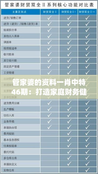 管家婆的資料一肖中特46期：打造家庭財務(wù)健康的金鑰匙