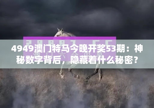4949澳門(mén)特馬今晚開(kāi)獎(jiǎng)53期：神秘?cái)?shù)字背后，隱藏著什么秘密？