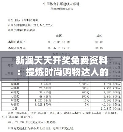 新澳天天開獎(jiǎng)免費(fèi)資料：提煉時(shí)尚購物達(dá)人的省錢秘訣