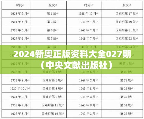 2024新奧正版資料大全027期（中央文獻(xiàn)出版社）