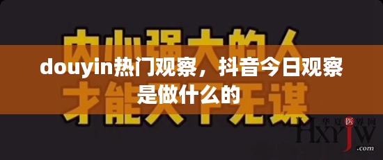 douyin熱門觀察，抖音今日觀察是做什么的 