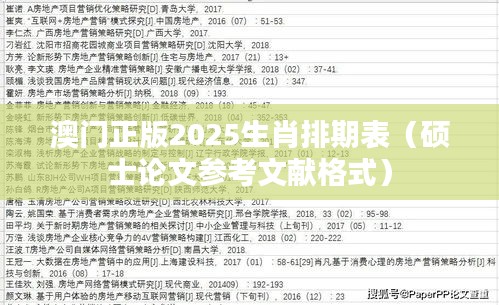 澳門正版2025生肖排期表（碩士論文參考文獻(xiàn)格式）