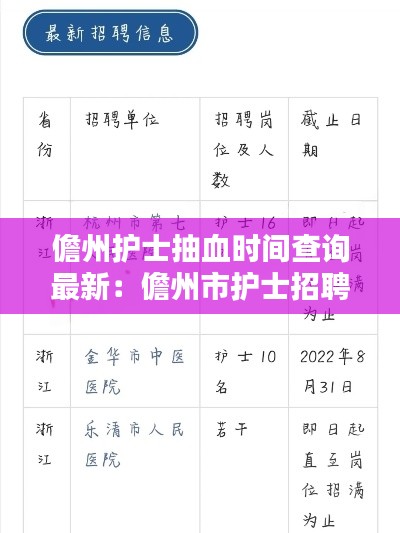 儋州護(hù)士抽血時(shí)間查詢最新：儋州市護(hù)士招聘最新信息 