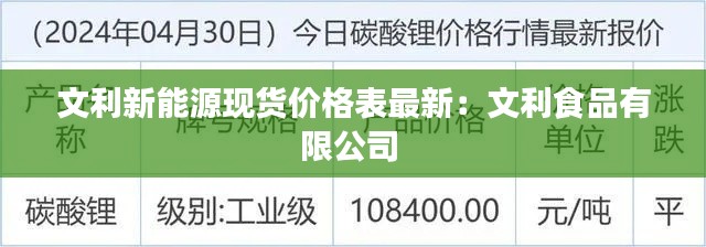 文利新能源現(xiàn)貨價(jià)格表最新：文利食品有限公司 