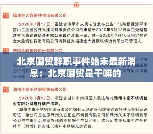 北京國貿(mào)辭職事件始末最新消息：北京國貿(mào)是干嘛的 