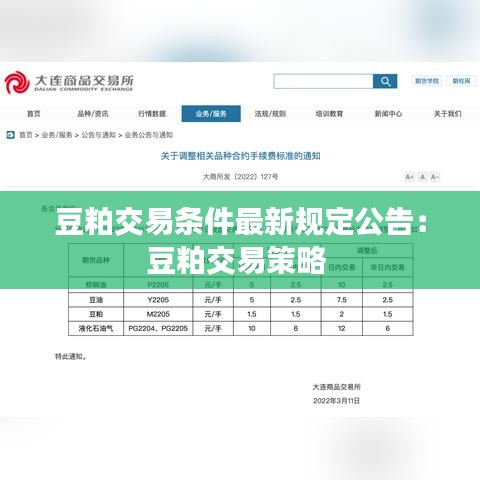 豆粕交易條件最新規(guī)定公告：豆粕交易策略 