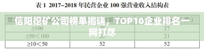 信陽(yáng)挖礦公司榜單揭曉，TOP10企業(yè)排名一網(wǎng)打盡