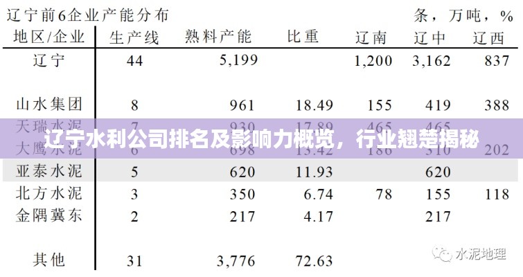 遼寧水利公司排名及影響力概覽，行業(yè)翹楚揭秘