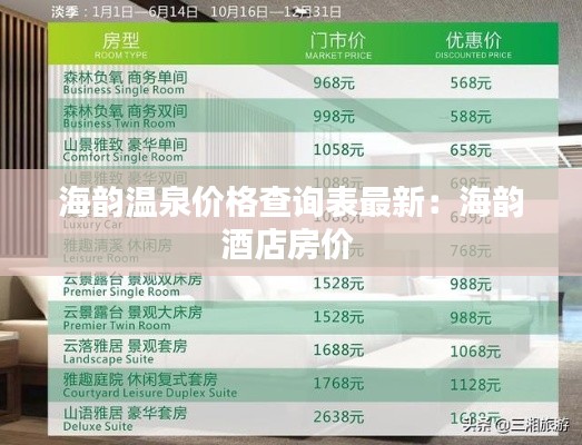 海韻溫泉價(jià)格查詢表最新：海韻酒店房?jī)r(jià) 