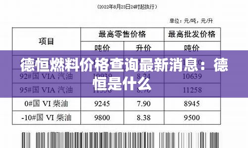 德恒燃料價格查詢最新消息：德恒是什么 