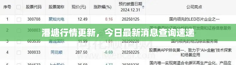 潘塘行情更新，今日最新消息查詢速遞