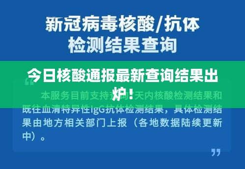 今日核酸通報(bào)最新查詢結(jié)果出爐！