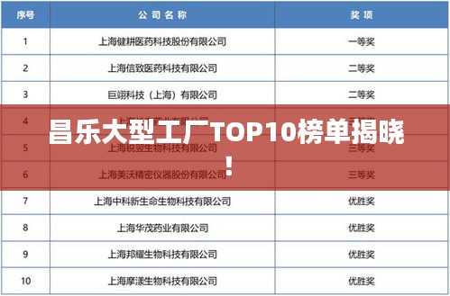 昌樂大型工廠TOP10榜單揭曉！