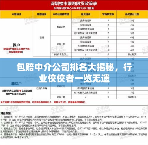 包賠中介公司排名大揭秘，行業(yè)佼佼者一覽無遺