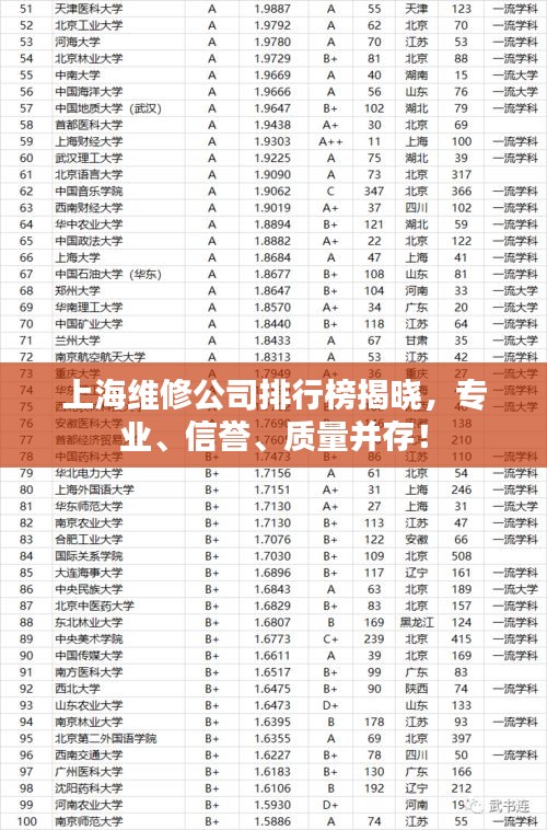 上海維修公司排行榜揭曉，專業(yè)、信譽、質(zhì)量并存！