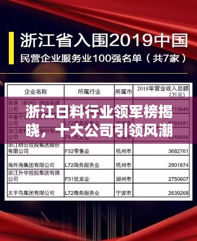 浙江日料行業(yè)領(lǐng)軍榜揭曉，十大公司引領(lǐng)風(fēng)潮