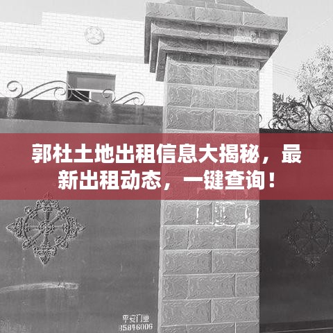郭杜土地出租信息大揭秘，最新出租動態(tài)，一鍵查詢！