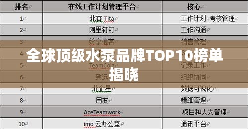 全球頂級(jí)水泵品牌TOP10榜單揭曉