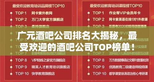 廣元酒吧公司排名大揭秘，最受歡迎的酒吧公司TOP榜單！