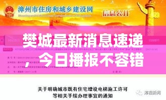 樊城最新消息速遞，今日播報不容錯過！