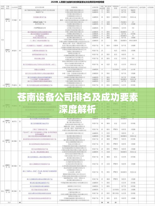 蒼南設備公司排名及成功要素深度解析