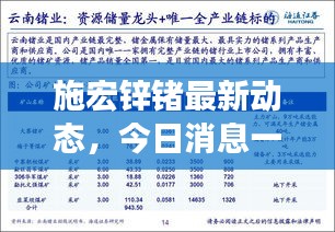 施宏鋅鍺最新動態(tài)，今日消息一覽
