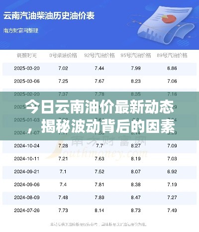 今日云南油價(jià)最新動(dòng)態(tài)，揭秘波動(dòng)背后的因素