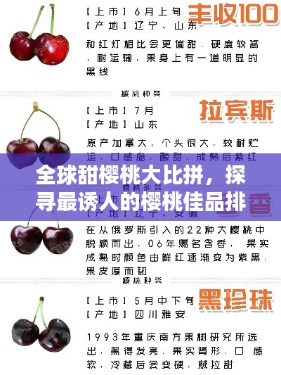 全球甜櫻桃大比拼，探尋最誘人的櫻桃佳品排名