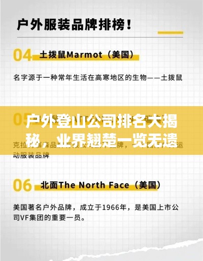 戶(hù)外登山公司排名大揭秘，業(yè)界翹楚一覽無(wú)遺