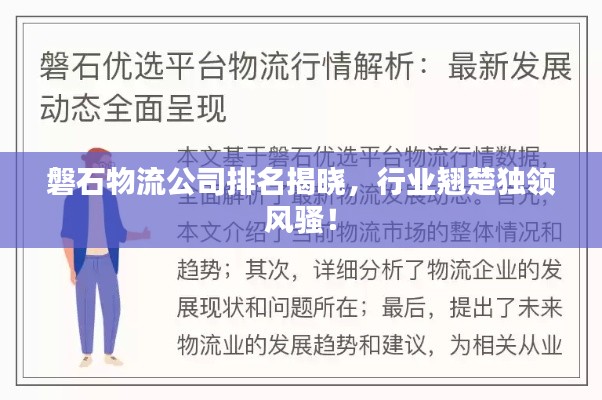 磐石物流公司排名揭曉，行業(yè)翹楚獨領(lǐng)風騷！