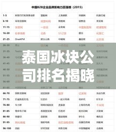 泰國冰塊公司排名揭曉，權(quán)威榜單揭秘優(yōu)質(zhì)企業(yè)！