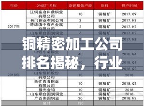 銅精密加工公司排名揭秘，行業(yè)地位與競(jìng)爭(zhēng)力分析