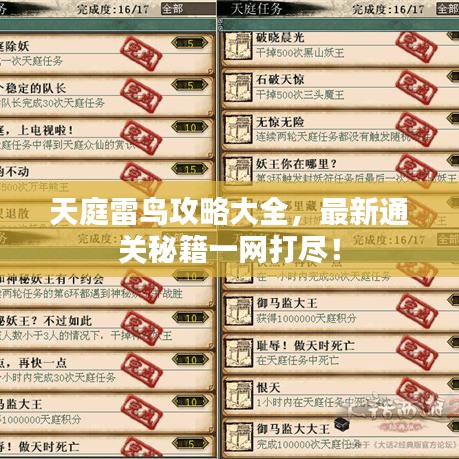 天庭雷鳥攻略大全，最新通關(guān)秘籍一網(wǎng)打盡！