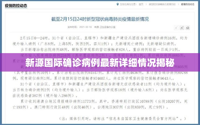 新源國際確診病例最新詳細情況揭秘